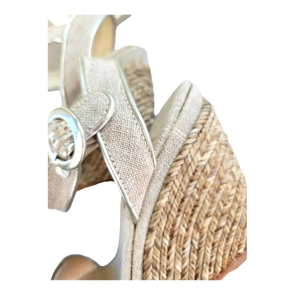 MAYPOL Pewter Espadrille Wedge Ankle‎ Strap Sandals